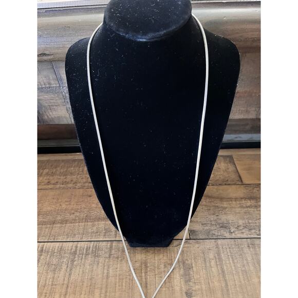 Lariat Necklace Sterling Silver Snake Chain Pendant 28 in. Made in Italy - Picture 2 of 10
